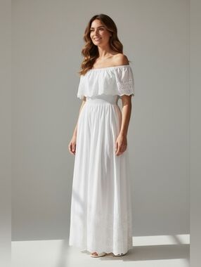 For the Republic White Eyelet Maxi- Size L- NWT